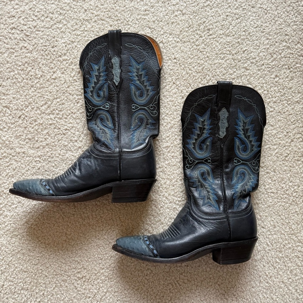 Lucchese 1883 ostrich cap toe boots